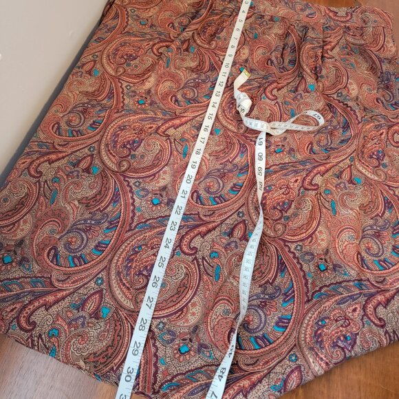 Contemporary Classics Red Floral Paisley Print Midi Tea Length Skirt - Picture 9 of 16